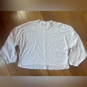 Aerie Oversized Mock Neck Long Sleeve Crop Tee White M